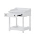 Retro Style Nightstand with Drawer and Open Shelf for Bedroom, Bedside Table with Turned Legs and Metal Handle,White