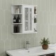 Bathroom Medicine Cabinet with Mirror, Wall Mounted Bathroom Cabinet with Mirror Door, 6 Open Shelves,3 Adjustable Shelves for Bathroom Living Room Laundry Bedroom-White