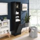 64 Inch  Tall Bathroom Storage Cabinet for Small Space, Floor Standing Cabinet for Living Room Bathroom Home Office Kitchen, 4 Adjustable Shelves & Laundry Hamper, Hidden Clothes Storage Space, Black