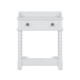 Retro Style Nightstand with Drawer and Open Shelf for Bedroom, Bedside Table with Turned Legs and Metal Handle,White