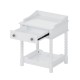 Retro Style Nightstand with Drawer and Open Shelf for Bedroom, Bedside Table with Turned Legs and Metal Handle,White