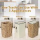 Boho Trash Can with Lid for Bathroom,2.6Gallon Small Rattan Garbage Can with Press Top Lid,Woven Wastebasket and Hamper 2 in 1 Wicker Trash Basket for Bathroom,Kitchen,Living Room,Bedroom