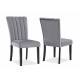 2pc Casual Upholstered Velvet Upholstery Chair Channel Tufted Back Wooden Dining Room Furniture Gray Black