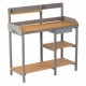 Outdoor Potting Bench, Wooden Workstation Table with Cabinet for Backyard Garden Supplies