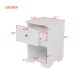 Elegant Design Nightstand with Drawer and Open Shelf for Bedroom, Retro Style Bedside Table with Classic Design and Metal Handle,White