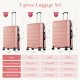 Hard sided expand suitcase with rotating wheels, TSA lock, retractable handle, Pink, 3P