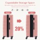 Hard sided expand suitcase with rotating wheels, TSA lock, retractable handle, Pink, 3P