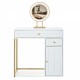 31.5'' Makeup Vanity Desk with Lighted Mirror, Luxury Dressing Table with 2 Drawers and 1 Cabinet, 3 Lighting Modes Available for Bedroom, White-Gold