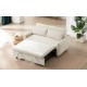 57.48 Inch  Pull-out Sofa Bed Convertible Couch 2 Seat Loveseat Sofa Modern Sleeper Sofa with Two Throw Pillows and USB Ports for Living Room, Beige(Old Sku:WF317760AAA)