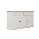 Buffet Cabinet Storage Sideboard Farmhouse Server Bar Wine Cabinet with 3 Drawers & 3 Doors Adjustable Shelves for Dining Living Room Kitchen Cupboard-White