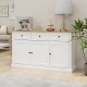 Buffet Cabinet Storage Sideboard Farmhouse Server Bar Wine Cabinet with 3 Drawers & 3 Doors Adjustable Shelves for Dining Living Room Kitchen Cupboard-White