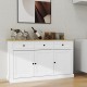 Buffet Cabinet Storage Sideboard Farmhouse Server Bar Wine Cabinet with 3 Drawers & 3 Doors Adjustable Shelves for Dining Living Room Kitchen Cupboard-White