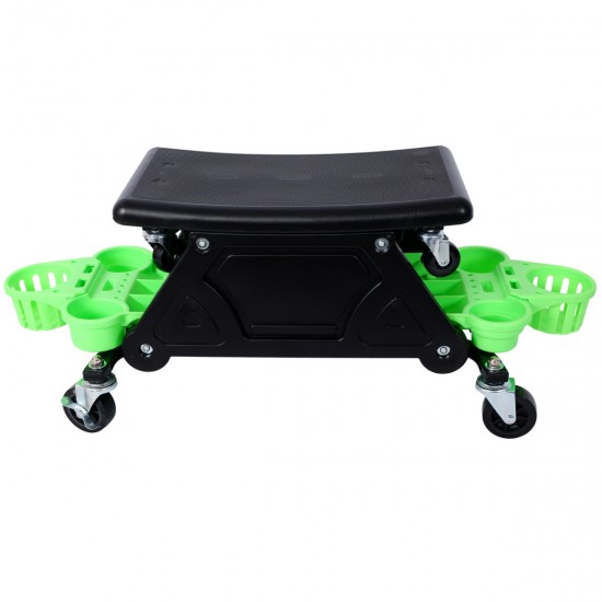 Rolling Detailing Creeper Seat, Roller Mechanic Detailing Utility Seat, Rolling Mechanic Stool with Wheels, Removable Tool Trays Drawer, 300 Lbs Capacity for General Garage Use, and Home Use