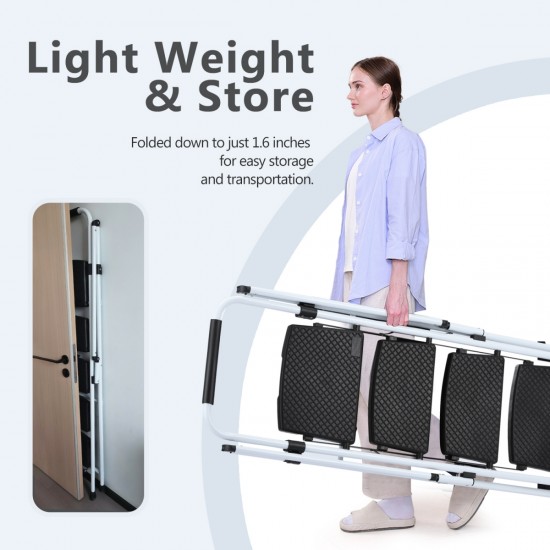 White four-step ladder, light folding four-step stool, wide anti-skid pedal and safety handle, strong steel ladder, multi-purpose ladder, applicable to family, kitchen, office elevator