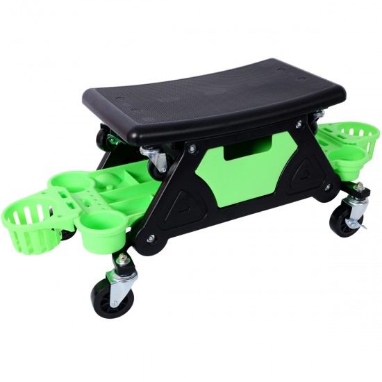 Rolling Detailing Creeper Seat, Roller Mechanic Detailing Utility Seat, Rolling Mechanic Stool with Wheels, Removable Tool Trays Drawer, 300 Lbs Capacity for General Garage Use, and Home Use