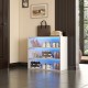 White Glass Door Shoe Box Shoe Storage Cabinet  With RGB Led Light