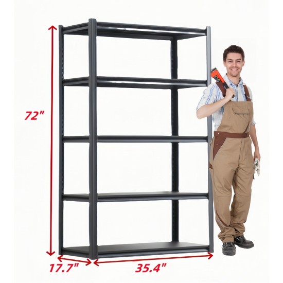 5 Tier Heavy Duty Metal Storage Shelves,Easy to Assemble,Adjustable,Storage Shelves for Basements, Garages and Kitchen, 72  Inch H*35.4  Inch W*17.7  Inch D