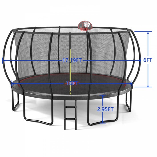 YC 16FT trampoline Pumpkin- Black Red