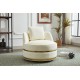 Swivel Chair, 360 Swivel Accent Chair, Faux Leather Barrel Chair Club Chair, Padded Single Chair for Living Room/Bedroom/Study/Waiting Room