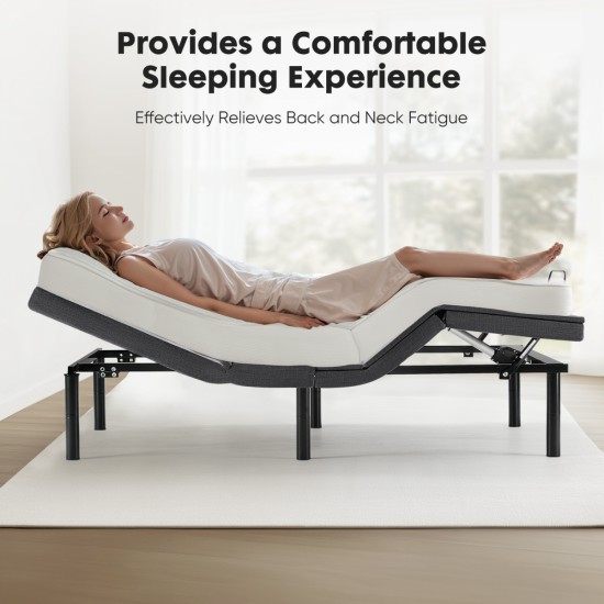 Electric Bed Full, Ergonomic Adjustable Bed Frame with Wireless Remote, Head and Foot Incline, Zero Gravity Bed with 2 USB Ports, Anti-Snore, Easy Assembly