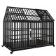 54 Inch  Heavy Duty Dog Crate Large Dog cage Strong Metal Dog Kennels and Crates for Large Dogs Top Open with 2 Doors 4 Lockable Wheels 2 Removable Trays