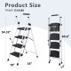 White four-step ladder, light folding four-step stool, wide anti-skid pedal and safety handle, strong steel ladder, multi-purpose ladder, applicable to family, kitchen, office elevator