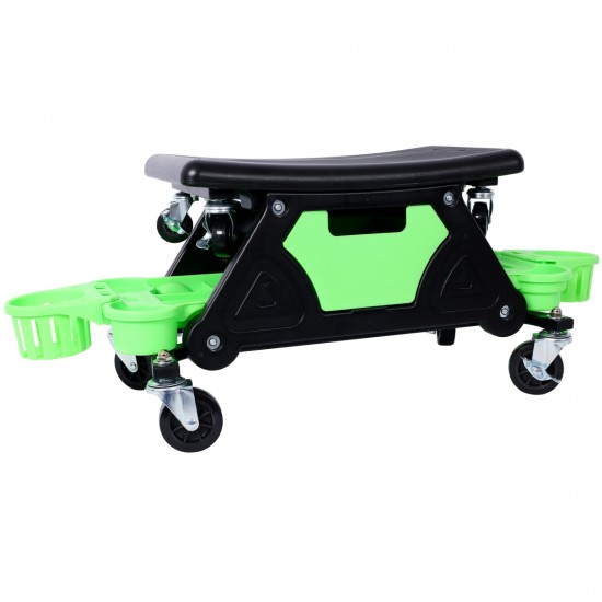 Rolling Detailing Creeper Seat, Roller Mechanic Detailing Utility Seat, Rolling Mechanic Stool with Wheels, Removable Tool Trays Drawer, 300 Lbs Capacity for General Garage Use, and Home Use