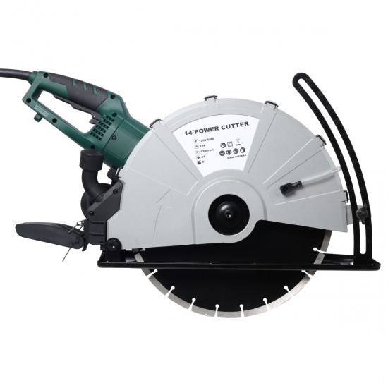 Portable 14 Inch  Wet/Dry Electric Corded Circular Concrete Saw/Power Angle Cutter 2600W w/Water Line & Guide Roller (With Blade)ETL certificate.