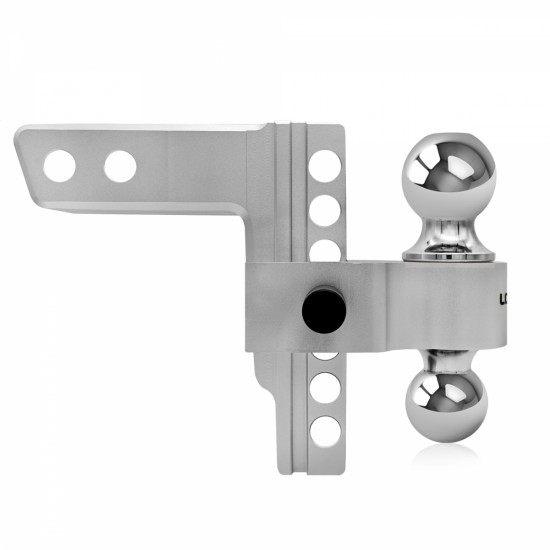 Adjustable Trailer Hitch Mount with 2 Inch  and 2-5/16 Inch  Ball, Fit Standard 2 inch Receiver, 6 inch Drop/Rise, Towing Capacity 5000-12500 LBS, Heavy Duty Aluminum Dual-Balls Trailer Hitch, Silver