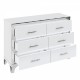 Elegant High Gloss Dresser with Metal Handle,Mirrored Storage Cabinet with 6 Drawers for Bedroom,Living Room,White