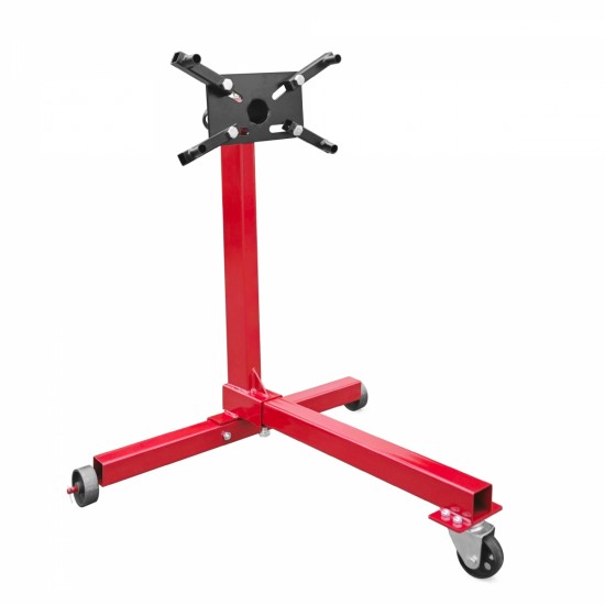 Engine Stand, 750 lbs (3/8 Ton) Rotating Engine Motor Stand with 360 Degree Adjustable Head, Cast Iron Motor Hoist Dolly, 3-Caster, 4 Adjustable Arms, for Vehicle Maintenance, Auto Repair