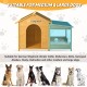 60.2 Inch  Large Wooden Dog House with Porch, Cabin Style Dog Crate with Asphalt Roof and Elevated Floor, Dog Kennel with Side Window and Doors, Perfect for Medium & Large Dogs, Nature