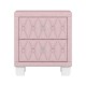 Elegant Velvet Nightstand with 2 Drawers and Crystal Handle, Storage Bedside Table with Button-Tufted, Pink