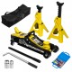 Lifting Range 4.33 Inch -14.17 Inch ,2.25Ton Hydraulic Floor Jack,3 Ton Jack Stands,Tire Repair kit,Yellow,Low Profile Service Jack,4960 LB Capacity,Double Locking Pins