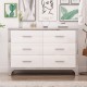 Elegant High Gloss Dresser with Metal Handle,Mirrored Storage Cabinet with 6 Drawers for Bedroom,Living Room,White