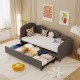 Twin Size Twin Size Bed frames With An Another Bed frame, Velvet Upholstered Daybed, Modern Sofa Bed Daybed Frame for Bedroom Living Room, Suitable for Living Room, Kids Room, Bedroom (Ddry Gray)