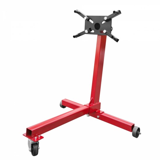 Engine Stand, 750 lbs (3/8 Ton) Rotating Engine Motor Stand with 360 Degree Adjustable Head, Cast Iron Motor Hoist Dolly, 3-Caster, 4 Adjustable Arms, for Vehicle Maintenance, Auto Repair