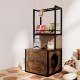 55 Inch Refined Litter Box Enclosure with Storage Shelves and 2 Hanging Clothes Rack, 4-in-1 Hidden Cat Litter Box Enclosure Furniture with Shelf, Reversible Entrance,Rustic Brown