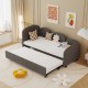 Twin Size Twin Size Bed frames With An Another Bed frame, Velvet Upholstered Daybed, Modern Sofa Bed Daybed Frame for Bedroom Living Room, Suitable for Living Room, Kids Room, Bedroom (Ddry Gray)