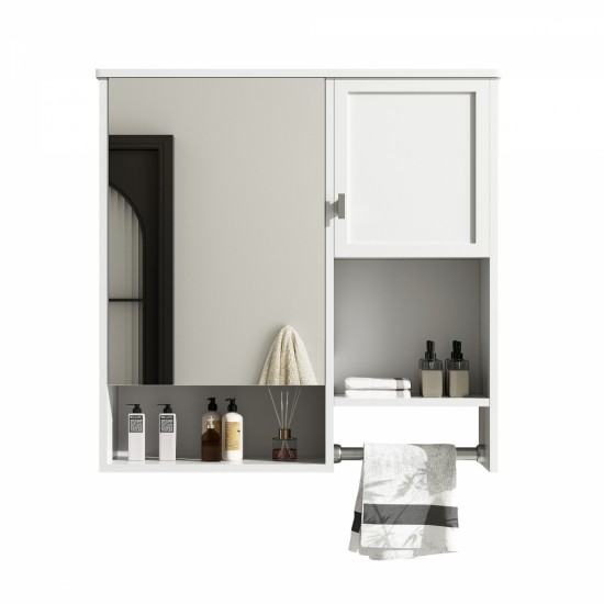 29'' x 28'' Modern Wall Mounted Bathroom Medicine Cabinet, Bathroom Wall Storage Cabinet with Mirror, Over the Toilet Space Saver Cabinet with Towels Bar