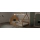 Full Size Wood House Bed with Window and Fence, Natural(Old SKU: WF304147AA)