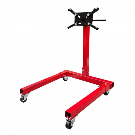 1250lbs Engine Stand, Heavy-Duty Steel Engine Motor Stand with 360-degree Rotating Head, 4 Casters, 4 Adjustable Arms, for Vehicle Maintenance, Auto Repair, Red