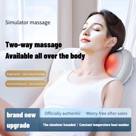 Massage the back and neck with heated, kneading deep tissue massage pillows