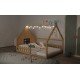 Full Size Wood House Bed with Window and Fence, Natural(Old SKU: WF304147AA)