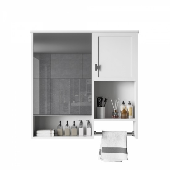 29'' x 28'' Modern Wall Mounted Bathroom Medicine Cabinet, Bathroom Wall Storage Cabinet with Mirror, Over the Toilet Space Saver Cabinet with Towels Bar