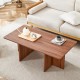 44.8 Inch Walnut Wood Grain MDF Coffee Table - Modern Luxury, Stable Triangular Support.The coffee table is made of medium density fiberboard material and is suitable for living rooms, bedrooms,etc.