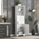 White Tall Storage Cabinet with 3 Drawers and Adjustable Shelves for Bathroom, Study, Office and Interior, MDF Board with Painted Finish (Old Sku:WF298151AAK)