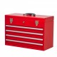 Metal Tool Box with 4 Drawers Portable Steel Tool Chest with Metal Cylinder Lock and Latch Closure, Liner, Red Powder coating, suitable for Garage, Warehouse and Outdoor Repair job-Red