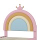 Twin Size Upholstered Rainbow Design Bed, Velvet Princess Platform Bed with Storage Drawer, No Box-spring Needed,Colorful&Pink