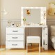 55.2 Inch  Vanity Desk with Freely Adjustable Side Cabinet, Makeup Vanity with Hollywood Lights, 5 Storage Drawers & 2-shelves, Modern Dressing Table, White